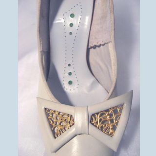 Vintage 50s Novelty Bow Swing Dress Heels Pumps 7 5 8