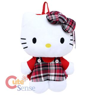 Sanrio Hello Kitty Plush Backpack Costumes Bag  Red checkered