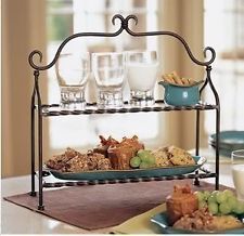 SOUTHERN LIVING at HOME WILLOW GALVESTON TIERED IRON & GLASS STAND NIB