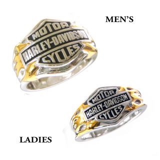 Harley Davidson Silver Mens Ladies Classic Logo Ring Set New