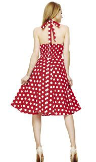 HELL BUNNY MARIAM polka dot 50s prom DRESS swing RED & WHITE 8 16