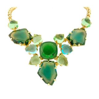  Jay Lane Couture Sim Emerald Green Sea Glass Bib Necklace New