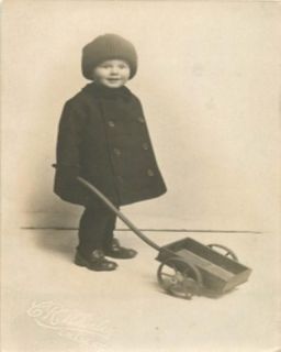 Greene New York Studio RPPC Child with Toy Cart Circa 1910 Postcard