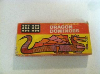 Vintage 50s Haslam Dragon Dominoes Double Nine Orig Box Complete Set