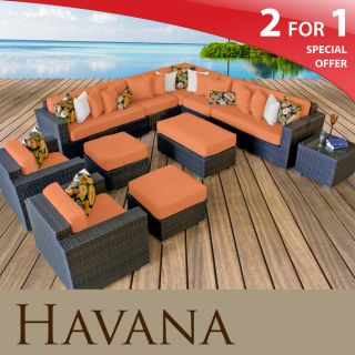Havana Outdoor Wicker Furniture Patio Sofa 11pc Tangerine – Free