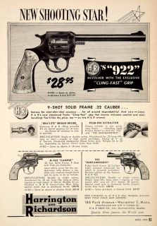 1953 Ad Harrington Richardson Revolver Bantamweight Gun 186 Park Ave