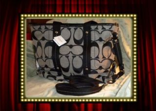  Signature black & gray handbag/shoulder tote F18855 NWT + Dust cover