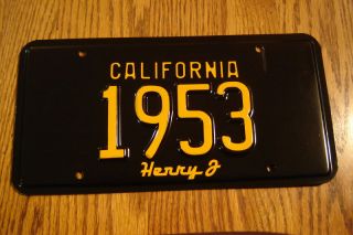 1953 Henry J California License Plate 1953 Henry J