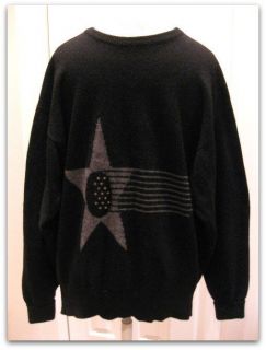 McInerney Ltd Hawick Scotland Black Gray Star Mens Cashmere Sweater