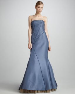 Structured Strapless Gown, Soft Iris