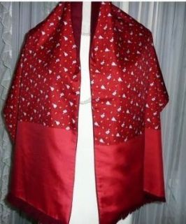 Authentic Hermes Silk and Angora Duck Dynasty Scarf Shawl Red My