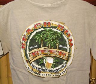 Mens Hermosa Beach Bum Beer Tee Shirt Size Small