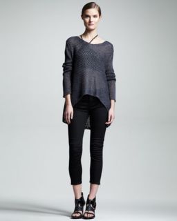 HELMUT Asymmetric Loose Knit Pullover & Cropped Skinny Jeans   Neiman