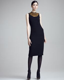 Ralph Lauren Collection Jodie Sequin Neck Sleeveless Sheath Dress