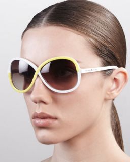 kate spade new york darcee interlace sunglasses, white/lemon twist