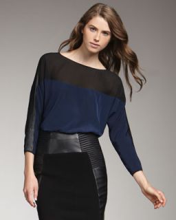 Sachin + Babi Sarah Leather Trim Colorblock Top   