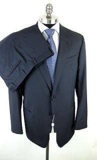 New ARMANI COLLEZIONI Italy Giorgio Navy Flat Front Wool Suit 44 44L