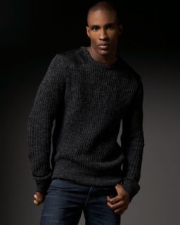 For All Mankind Chunky Leather Patch Sweater   