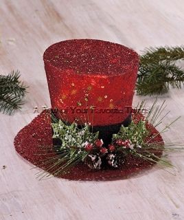  LIGHTED HOLIDAY TOP HAT CHRISTMAS TABLE CENTERPIECE MANTEL HOME DECOR