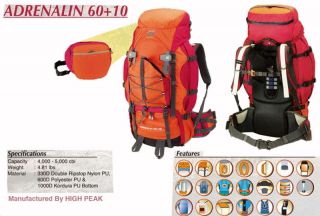 High Peak 5 000 Cuin Adrenaline Internal Frame Backpack