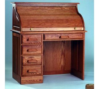 Haugen Home Oak Rolltop Single Pedestal Desk Desk_1_400x360