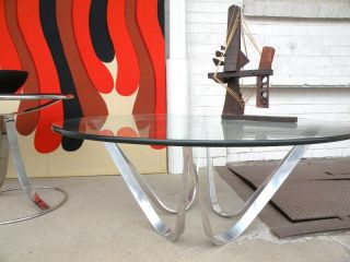  MIDCENTURY Abstract ALUMINUM Hesterberg Sprunger COFFEE TABLE Chrome