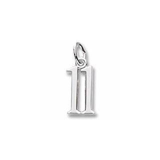 Number 11 Charm in Sterling Silver Jewelry 