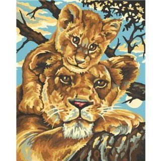 Schipper 9240 383   Painting by Number Lioness with Offspring, 24x30cm