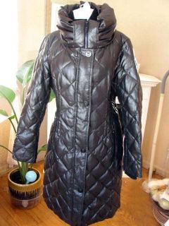 Hilary Radley Bear Funnel Neck Down Quilted Coat L