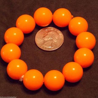 Fluorescent Orange Large Chunky Bead Stretch Bracelet
