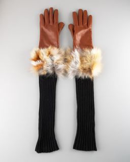Byte by Teso Fur Cuff Arm Warmer Gloves, Cognac   