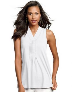Hanes Signature Womens Ultimate Stretch Cotton Pin Tuck Tank Top 23920