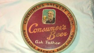   Consumers Brewery Metal Beer Tray Hillsgrove Warwick RI 1950s era