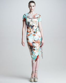 B20KX Jean Paul Gaultier Short Sleeve Floral Print Dress