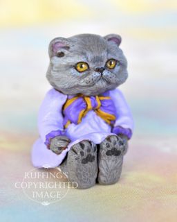 Heather, Original One of a kind Dollhouse sized Blue Persian Cat by