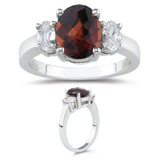  46 Cts Garnet Ring in 18K White Gold 4.5 Jewelry 