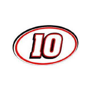 10 Number   Jersey Nascar Racing Window Bumper Sticker  
