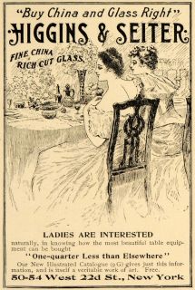  Cut Glass Fine China Victorian Higgins & Seiter   ORIGINAL ADVERTISING