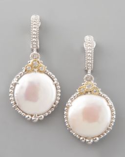 Y19R0 Judith Ripka Coin Pearl Earrings