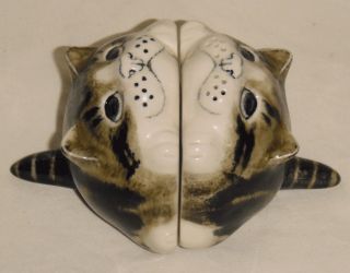 Mike Hinton Hand Signed Porcelain Cat Salt and Pepper Shakers