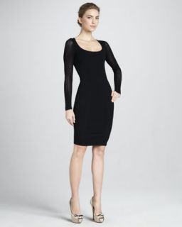 B22DM Versace Fitted Scoop Neck Dress