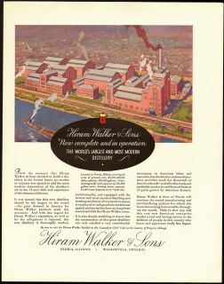 1934 print ad hiram walker sons largest distillery vintage advertising