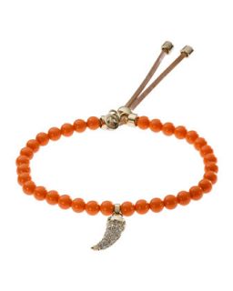 Beaded Pave Horn Bracelet, Golden/Orange