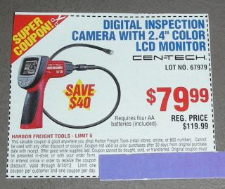 Harbor Freight Tools Digital Inspection Camera Color LCD Monitor $40
