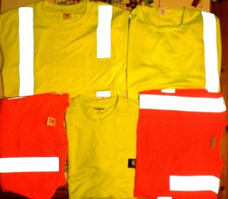 High Visibility Neon Bright Tee Shirts Mens Reflective Tape Safety