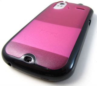 Glossy Blk Pink Hard Gel Candy Skin Case Cover HTC Amaze 4G Phone