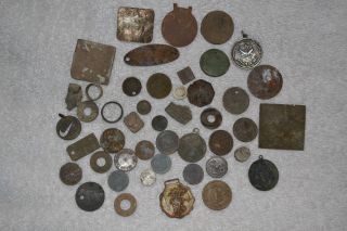 Junk Drawer Lot of Metal Detector Finds Tokens Coins Whatnots L K