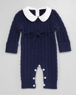 Z0UP8  Cashmere Cable Knit Playsuit, American Navy