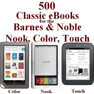 500 Barnes Noble Nook Color Touch eBooks 
