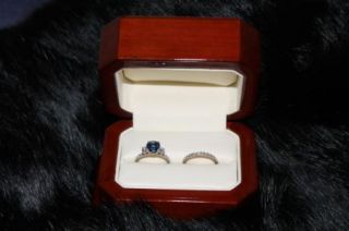 Hearts on Fire Sapphire and Diamond Ring with Band Both 18kt White